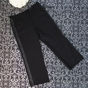 NWT Black Leather Trim Slimming Dress Pants